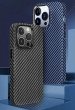 Apple iPhone 14 Pro Max Kılıf ​​​​​Wiwu Karbon Fiber Görünümlü M-safe Wireless Şarj Özellikli Kabon Kapak