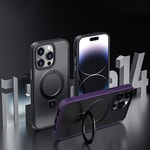 Apple iPhone 14 Pro Max Kılıf Wiwu ZMM-010 M-safe Şarj Özellikli Parmak İzi Bırakmayan Mat Transparan Standlı Kapak