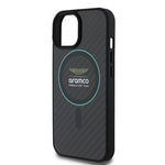 Apple iPhone 15 Kılıf Aston Martin Orjinal Lisanslı M-safe Şarj Özellikli Renkli Halka ve Karbon Fiber Tasarımlı Kapak