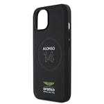 Apple iPhone 15 Kılıf Aston Martin Orjinal Lisanslı M-safe Şarj Özellikli PU Deri Alonso 14 Baskılı Kapak