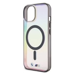 Apple iPhone 15 Kılıf BMW M-safe Şarj Özellikli Transparan Renk Geçişli Iridescent Orjinal Lisanslı Kapak