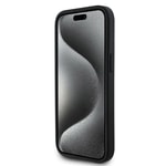 Apple iPhone 15 Kılıf BMW Orjinal Lisanslı Karbon Fiber Tasarımlı ve Metal Logolu PU Deri Kapak