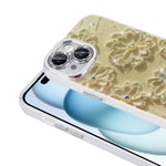 Apple iPhone 15 Kılıf Çiçek Desenli Parlak Taşlı Sert Silikon Zore Garden Kapak