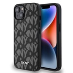Apple iPhone 15 Kılıf DKNY Orjinal Lisanslı M-safe Şarj Özellikli 3D Yazılı Grid Pattern Kapak