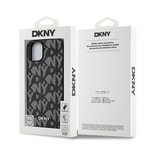 Apple iPhone 15 Kılıf DKNY Orjinal Lisanslı M-safe Şarj Özellikli 3D Yazılı Grid Pattern Kapak