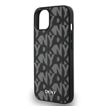 Apple iPhone 15 Kılıf DKNY Orjinal Lisanslı M-safe Şarj Özellikli 3D Yazılı Grid Pattern Kapak