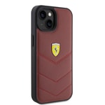 Apple iPhone 15 Kılıf Ferrari Orjinal Lisanslı Deri Dikişli Arka Yüzey Metal Logo Tasarımlı Kapak