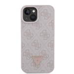 Apple iPhone 15 Kılıf Guess Orjinal Lisanslı PU Deri Taşlı Üçgen Logo 4G Desenli Strass Kapak