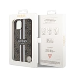 Apple iPhone 15 Kılıf Guess Orjinal Lisanslı M-safe Şarj Özellikli 4G Şerit Tasarımlı Printed Kapak