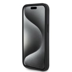 Apple iPhone 15 Kılıf Guess Orjinal Lisanslı M-safe Şarj Özellikli Taneli Çiçek Tasarımlı Metal Yazı Logolu Kapak