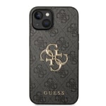 Apple iPhone 15 Kılıf Guess Orjinal Lisanslı PU Deri Yazı ve 4G Metal Logolu Desenli Kapak