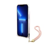 Apple iPhone 15 Kılıf Guess Orjinal Lisanslı Desenli Yazı Logolu Askı İpli Holografik Glitter Peony Kapak