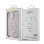 Apple iPhone 15 Kılıf Guess Orjinal Lisanslı PU Deri Taşlı Üçgen Logo 4G Desenli Strass Kapak