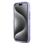 Apple iPhone 15 Kılıf Guess Orjinal Lisanslı Transparan Sıvılı Simli Altın Çizgili Kapak