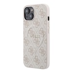 Apple iPhone 15 Kılıf Guess Orjinal Lisanslı M-safe Kabartmalı 4G Desenli Yazı Logolu Kapak