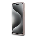 Apple iPhone 15 Kılıf Guess Orjinal Lisanslı PU Deri 4G Desenli Metal Büyük 4G ve Yazı Logolu Kamera Standlı Kapak