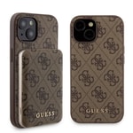Apple iPhone 15 Kılıf Guess Orjinal Lisanslı M-safe Şarj Özellikli Yazı Logolu 4G Desenli Kapak + Powerbank 5000mAh 2in1 Set