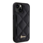 Apple iPhone 15 Kılıf Guess Orjinal Lisanslı PU Deri Metal Yazı Logolu Kapitone Kapak