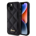 Apple iPhone 15 Kılıf Guess Orjinal Lisanslı PU Deri Metal Yazı Logolu Kapitone Kapak