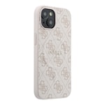 Apple iPhone 15 Kılıf Guess Orjinal Lisanslı M-safe Kabartmalı 4G Desenli Yazı Logolu Kapak