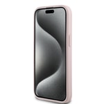 Apple iPhone 15 Kılıf Guess Orjinal Lisanslı Gül Baskılı Büyük Metal Logo Dizaynlı Kapak