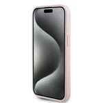 Apple iPhone 15 Kılıf Guess Orjinal Lisanslı M-safe Şarj Özellikli Taneli Çiçek Tasarımlı Metal Yazı Logolu Kapak