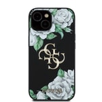 Apple iPhone 15 Kılıf Guess Orjinal Lisanslı Gül Baskılı Büyük Metal Logo Dizaynlı Kapak