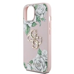 Apple iPhone 15 Kılıf Guess Orjinal Lisanslı Gül Baskılı Büyük Metal Logo Dizaynlı Kapak