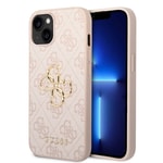 Apple iPhone 15 Kılıf Guess Orjinal Lisanslı PU Deri Yazı ve 4G Metal Logolu Desenli Kapak