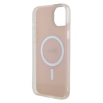 Apple iPhone 15 Kılıf Guess Orjinal Lisanslı M-safe Şarj Özellikli Yazı Logolu Iridescent Kapak