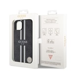 Apple iPhone 15 Kılıf Guess Orjinal Lisanslı M-safe Şarj Özellikli 4G Şerit Tasarımlı Printed Kapak