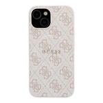 Apple iPhone 15 Kılıf Guess Orjinal Lisanslı M-safe Kabartmalı 4G Desenli Yazı Logolu Kapak
