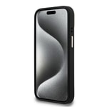 Apple iPhone 15 Kılıf Guess Orjinal Lisanslı PU Deri 4G Desenli Metal Büyük 4G ve Yazı Logolu Kamera Standlı Kapak