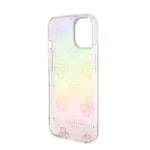 Apple iPhone 15 Kılıf Guess Orjinal Lisanslı Desenli Yazı Logolu Askı İpli Holografik Glitter Peony Kapak