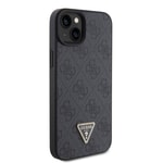 Apple iPhone 15 Kılıf Guess Orjinal Lisanslı PU Deri Askılı Taşlı Üçgen Logo 4G Desenli Strass Crossbody Kapak