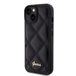 Apple iPhone 15 Kılıf Guess Orjinal Lisanslı PU Deri Metal Yazı Logolu Kapitone Kapak