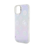 Apple iPhone 15 Kılıf Guess Orjinal Lisanslı Desenli Yazı Logolu Askı İpli Holografik Glitter Peony Kapak