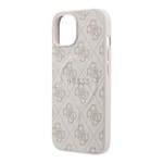 Apple iPhone 15 Kılıf Guess Orjinal Lisanslı M-safe Kabartmalı 4G Desenli Yazı Logolu Kapak