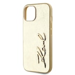Apple iPhone 15 Kılıf Karl Lagerfeld Orjinal Lisanslı 3D KL Yazılı Tüylü Arka Yüzey Saffiano Rhinestones Kapak