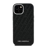 Apple iPhone 15 Kılıf Karl Lagerfeld Orjinal Lisanslı PU Deri Damgalı Metal Yazı Logolu Kapak