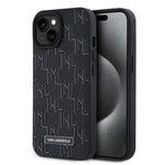 Apple iPhone 15 Kılıf Karl Lagerfeld Orjinal Lisanslı M-safe Şarj Özellikli KL Yazılı Hot Stamp Kapak