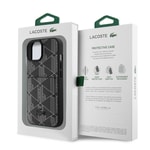 Apple iPhone 15 Kılıf Lacoste Orjinal Lisanslı M-safe Şarj Özellikli PU Deri Görünümlü Kartlıklı Karışık Monogram Desenli Kapak