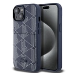 Apple iPhone 15 Kılıf Lacoste Orjinal Lisanslı M-safe Şarj Özellikli PU Deri Görünümlü Kartlıklı Karışık Monogram Desenli Kapak