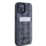 Apple iPhone 15 Kılıf Lacoste Orjinal Lisanslı M-safe Şarj Özellikli PU Deri Görünümlü Kartlıklı Karışık Monogram Desenli Kapak