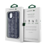 Apple iPhone 15 Kılıf Lacoste Orjinal Lisanslı M-safe Şarj Özellikli PU Deri Görünümlü Kartlıklı Karışık Monogram Desenli Kapak