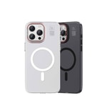 Apple iPhone 15 Kılıf M-safe Şarj Özellikli Standlı Metal Kamera Çerçeveli Mat Recci Glaze Serisi Kapak