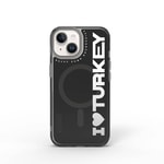 Apple iPhone 15 Kılıf M-safe Şarj Özellikli I Love Turkey Yazı Desenli Wiwu Turkey E Serisi Kapak