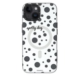 Apple iPhone 15 Kılıf M-safe Şarj Özellikli Polka Dot Desenli Youngkit Spots Serisi Kapak