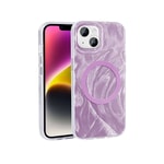 Apple iPhone 15 Kılıf M-safe Şarj Özellikli Fırça Boya Desenli Zore Palet Kapak
