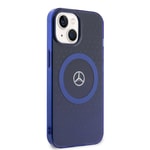 Apple iPhone 15 Kılıf Mercedes Benz Orjinal Lisanslı M-safe Şarj Özellikli Çift Katmanlı Mavi Yıldız Desenli Kapak